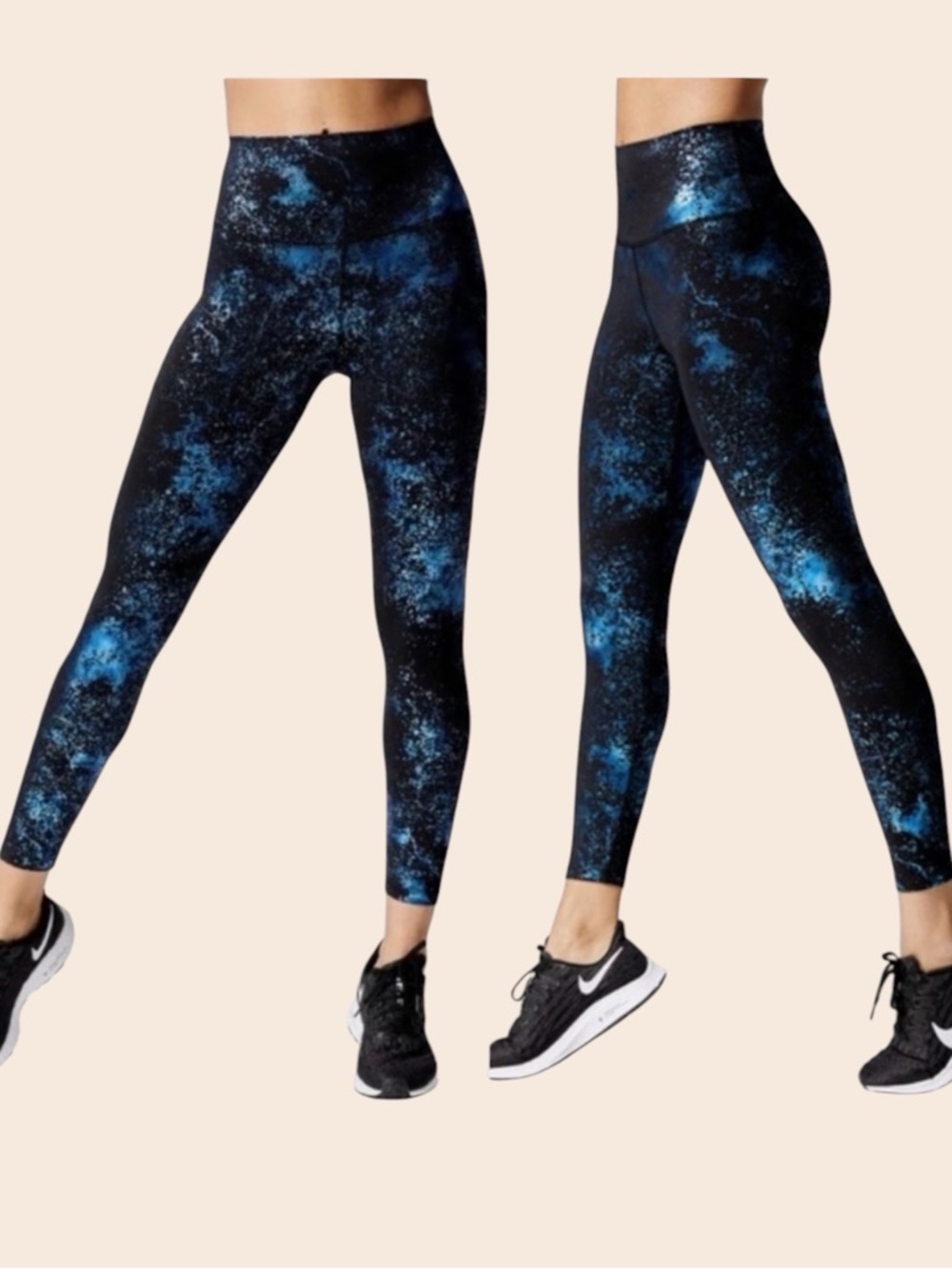 Carbon38 Blue Metallic Art Foil High Rise Leggings - NWT